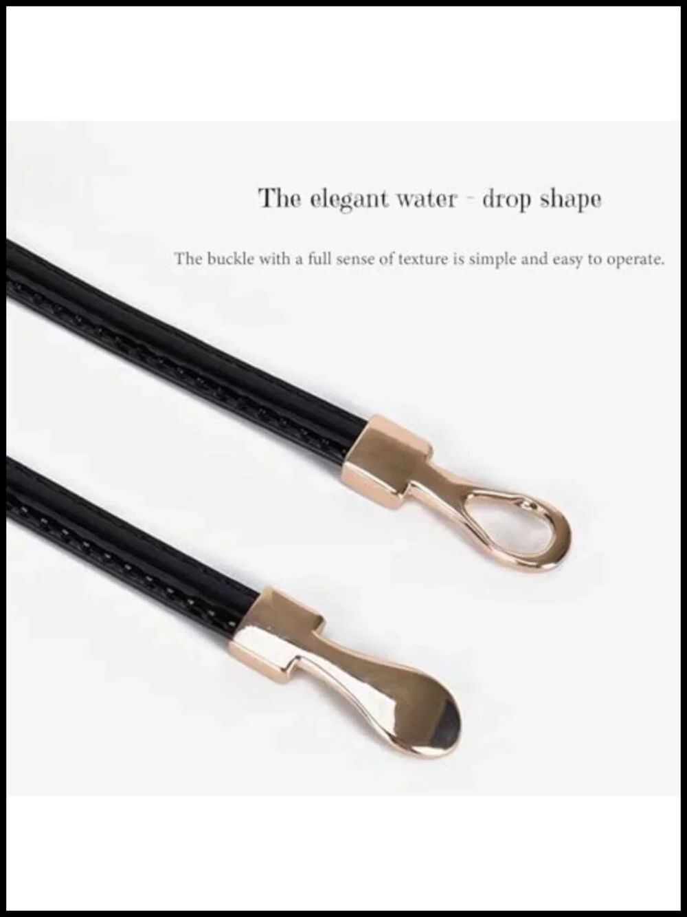Patent Leather Skinny Belt with Gold Teardrop Buckle